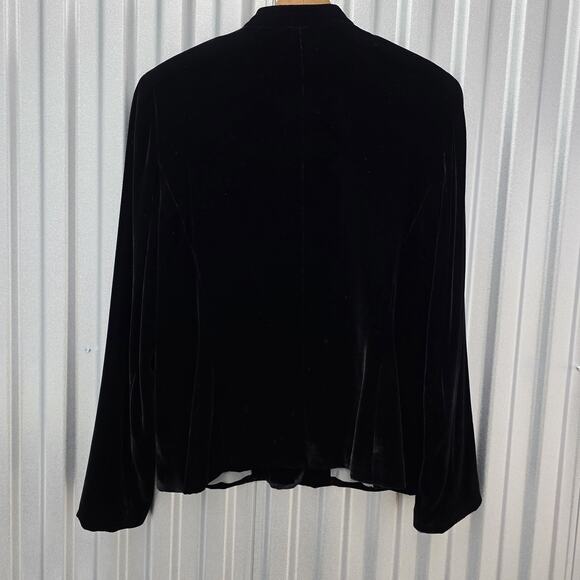 Vintage Ann Taylor Velvet Suit 14 Blazer Pants Black Classic Polished Silk Blend - Picture 4 of 14